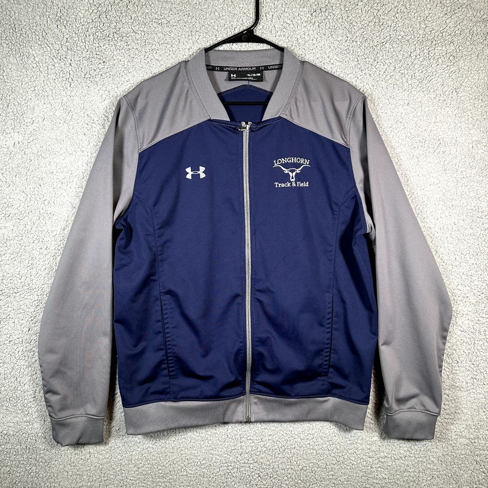 Under Armour Jacket Mens XL Blue Gray Texas Longhorn Full Zip Training Adult